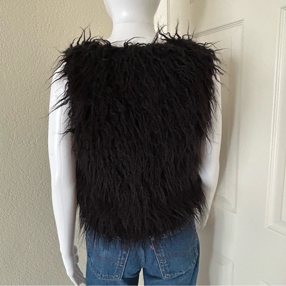 Alythea Black Sleeveless Open Front Faux Fur Vest Small - Picture 3 of 9